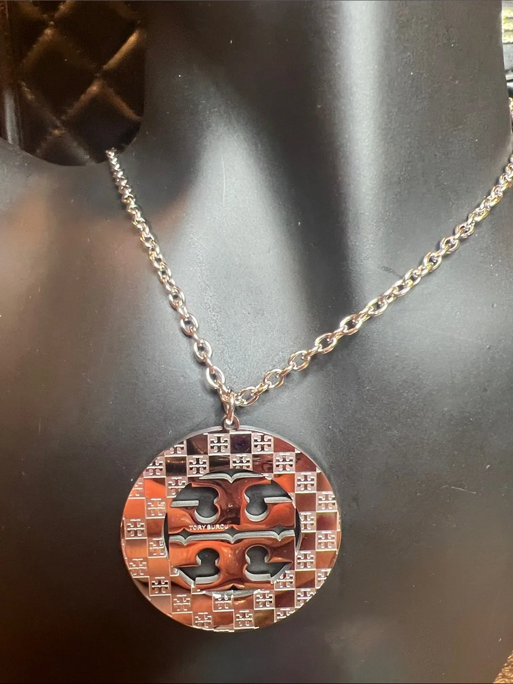 Stainless Steel Silver Logo Pendant Necklace